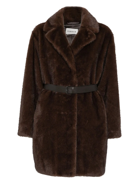  P.a.r.o.s.h. Belted Lapel Coat - Brown 