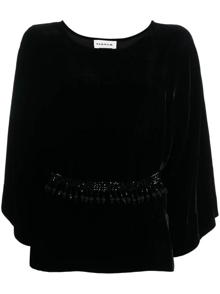 P.a.r.o.s.h. Belted Round-neck Blouse - Black 