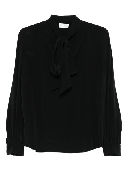  P.a.r.o.s.h. Bow-neck Long-sleeve Blouse - Black 