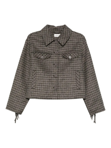  P.a.r.o.s.h. Checked Frayed-sleeve Jacket - Grey 