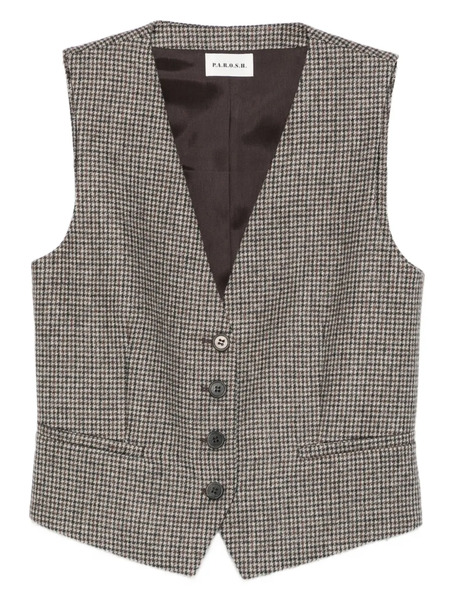  P.a.r.o.s.h. Checked-pattern Waistcoat - Brown 