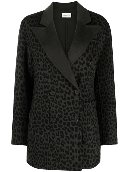  P.a.r.o.s.h. Cheetah-print Double-breasted Blazer - Green 