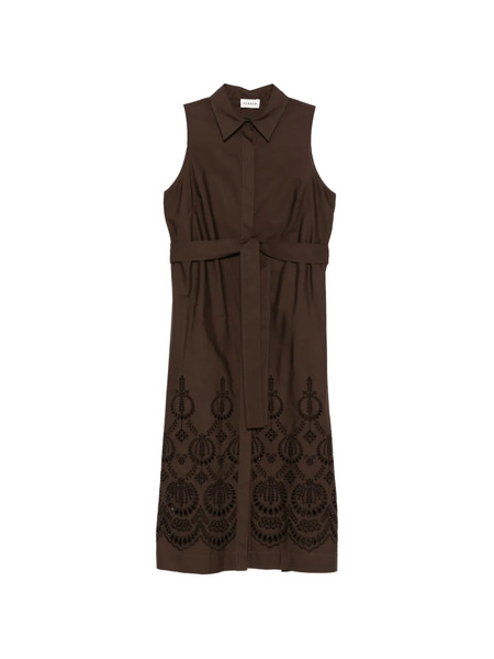  P.a.r.o.s.h. Collar Embellished Midi Dress - Brown 