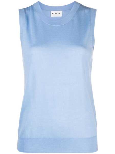  P.a.r.o.s.h. Crew-neck Fine-knit Tank Top - Blue 