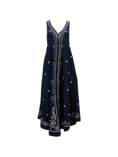  P.a.r.o.s.h. Embroidered A-line Maxi Dress - Blue 