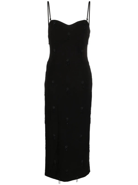  P.a.r.o.s.h. Embroidered Crepe Midi Dress - Black 