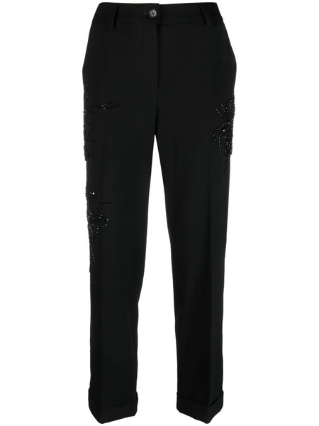  P.a.r.o.s.h. Embroidered-detail Cropped Trousers - Black 