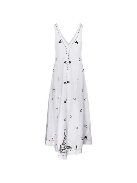  P.a.r.o.s.h. Embroidered Linen Midi Dress - White 
