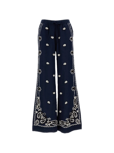  P.a.r.o.s.h. Embroidered Wide-leg Trousers - Blue 