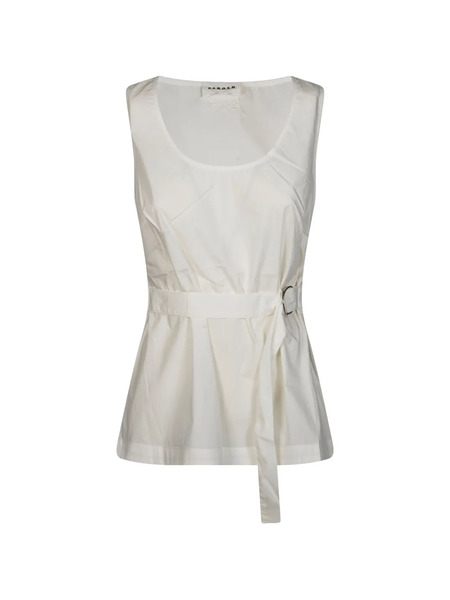  P.a.r.o.s.h. Embroidery Belt-detail Blouse - White 
