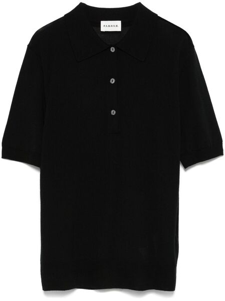  P.a.r.o.s.h. Fine-knit Polo Top - Black 