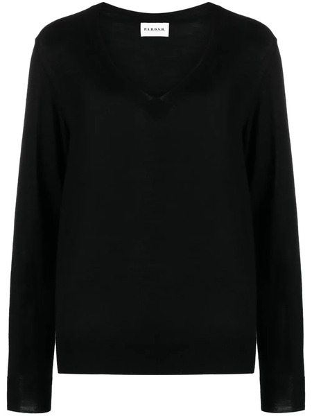  P.a.r.o.s.h. Fine-knit V-neck Top - Black 