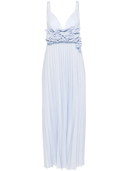  P.a.r.o.s.h. Floral-appliqué Pleated Gown - Blue 