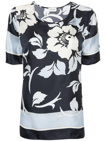  P.a.r.o.s.h. Floral-print Silk Blouse - Blue 