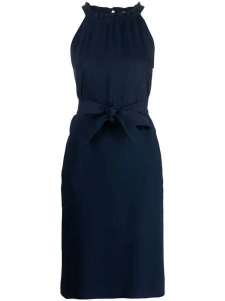  P.a.r.o.s.h. Gathered Neckline Belted Dress - Blue 