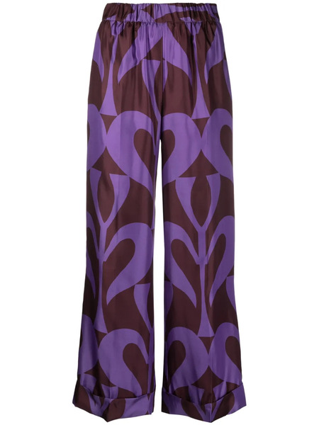  P.a.r.o.s.h. Graphic-print High-waisted Trousers - Brown 