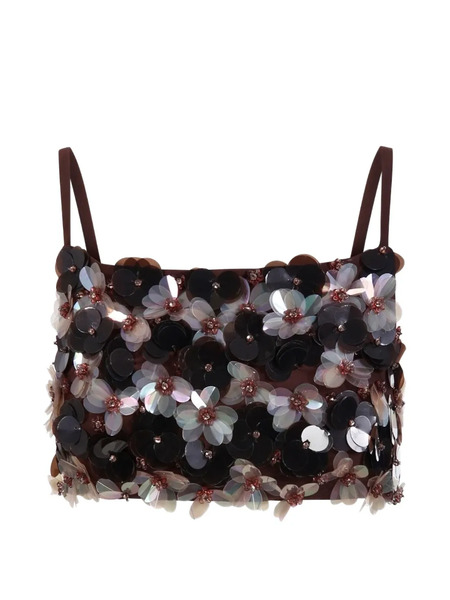  P.a.r.o.s.h. Gym Sequinned Floral Top - Black 