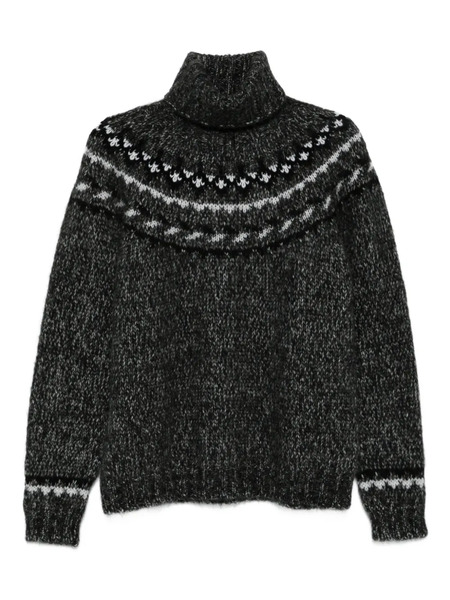  P.a.r.o.s.h. Laila High-neck Patterned Sweater - Grey 