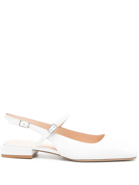  P.a.r.o.s.h. Leather Slingback Flat Pumps - White 