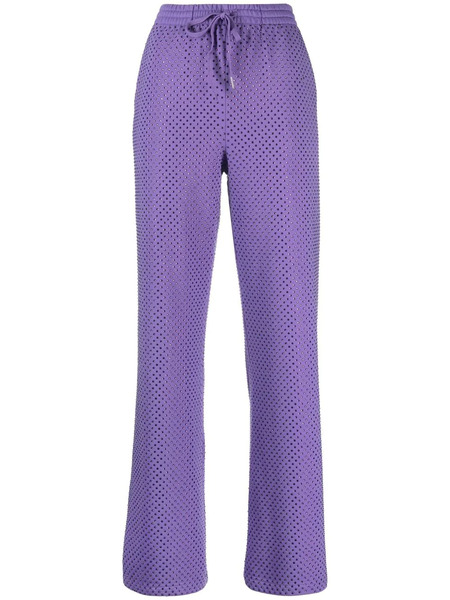  P.a.r.o.s.h. Mesh-design Cotton-blend Trousers - Purple 