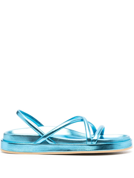  P.a.r.o.s.h. Metallic-finish Leather Sandals - Blue 