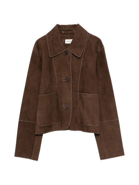  P.a.r.o.s.h. Minuetto Contrast-stitching Suede Jacket - Brown 