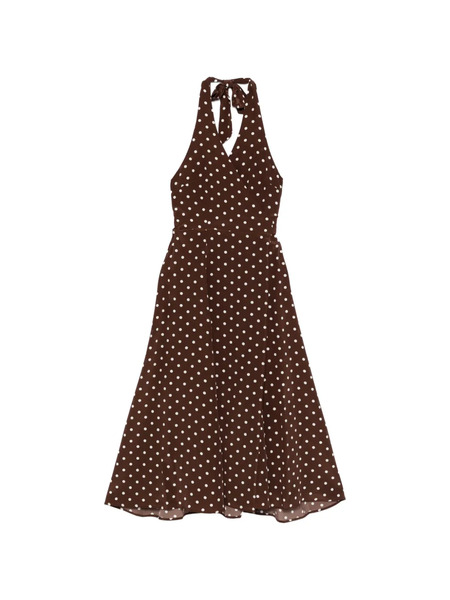  P.a.r.o.s.h. Polka-dot Halterneck Midi Dress - Brown 