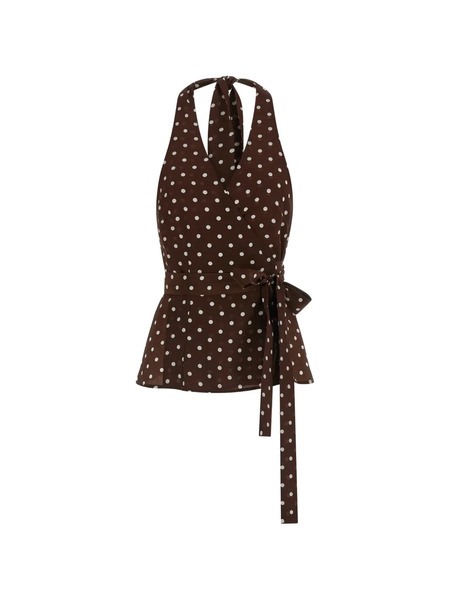  P.a.r.o.s.h. Polka-dot Tie Top - Brown 