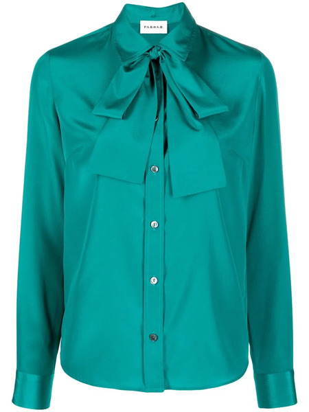  P.a.r.o.s.h. Pussy-bow Collar Blouse - Green 