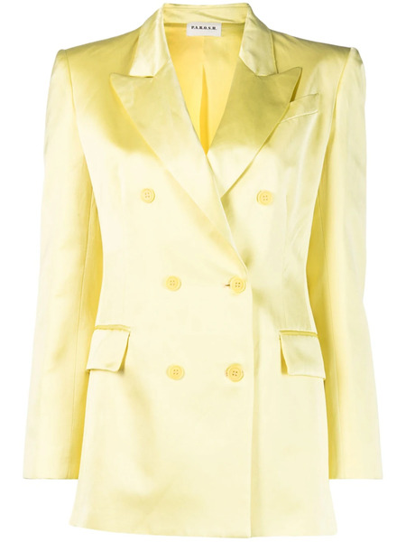  P.a.r.o.s.h. Satin-finish Double-breasted Blazer - Yellow 