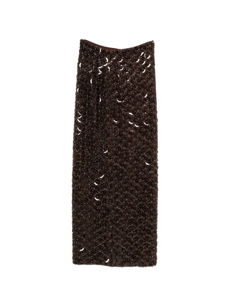  P.a.r.o.s.h. Sequin-embellished Maxi Skirt - Brown 
