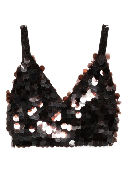  P.a.r.o.s.h. Sequin-embellished Triangle Top - Brown 