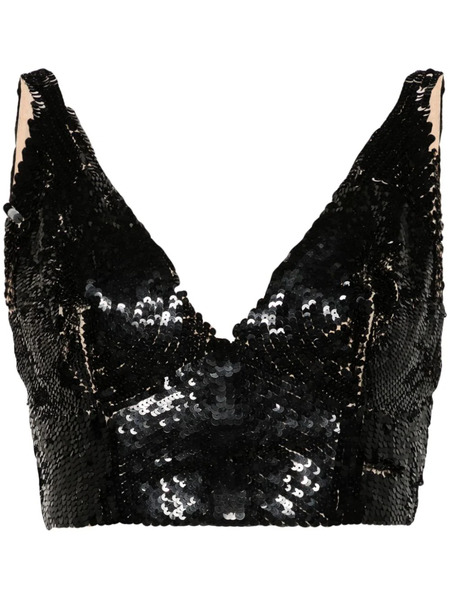  P.a.r.o.s.h. Sequinned Crop Top - Black 