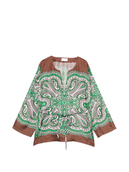  P.a.r.o.s.h. Skindy Paisley Tie-waist Blouse - Green 