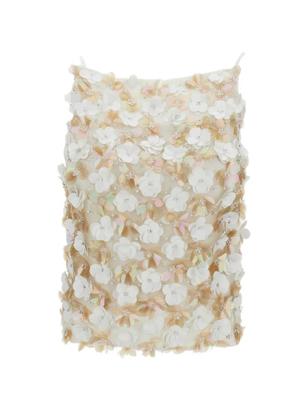  P.a.r.o.s.h. Sleeveless Floral-appliqué Top - White 