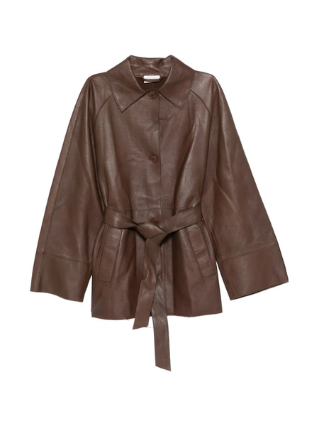  P.a.r.o.s.h. Tie-waist Leather Jacket - Brown 