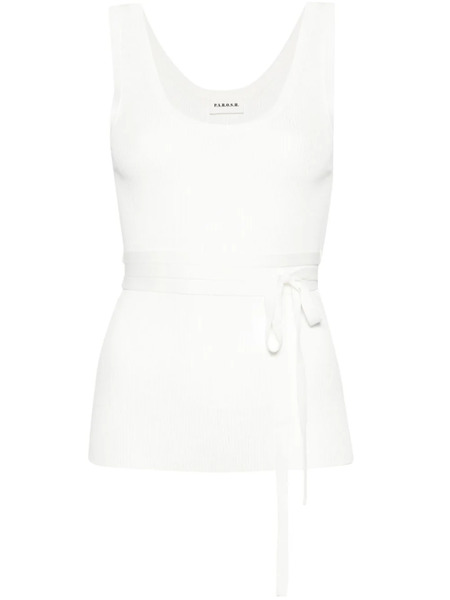 P.a.r.o.s.h. Tied Waist Ribbed Tank Top - Neutrals 