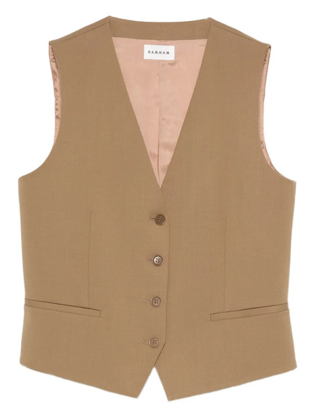  P.a.r.o.s.h. V-neck Button-up Waistcoat - Brown 