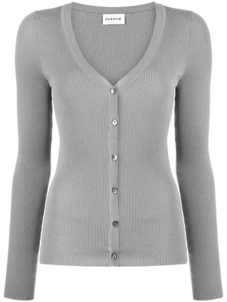  P.a.r.o.s.h. V-neck Ribbed Cardigan - Grey 