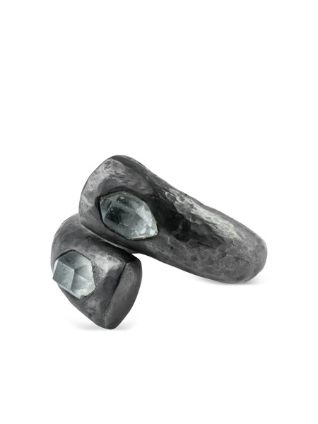  Parts Of Four Sterling Silver Druid Quartz Ring - Black 