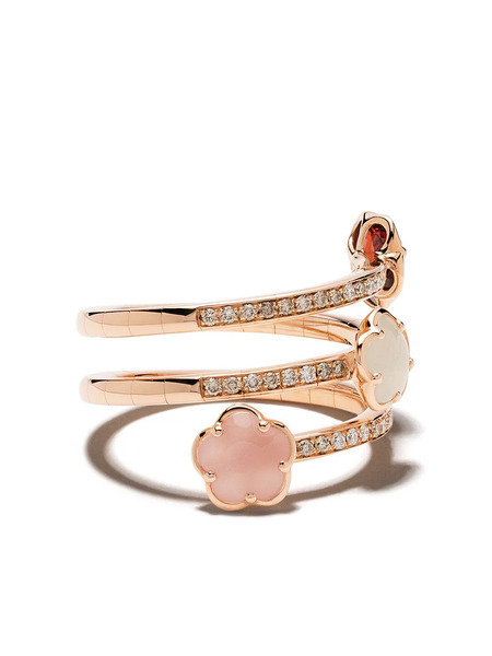  Pasquale Bruni 18kt Rose Gold Figlia Dei Fiori Chalcedony, Garnet, Moonstone And Diamond Ring - Pink 