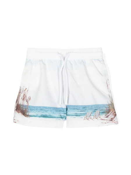  Patachou Beach-print Swim Shorts - Blue 