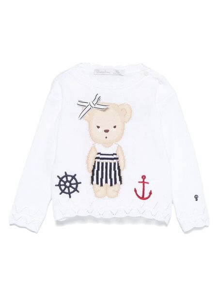  Patachou Bear-motif Sweater - White 