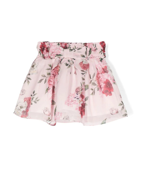  Patachou Bow-detail Floral Chiffon Skirt - Pink 
