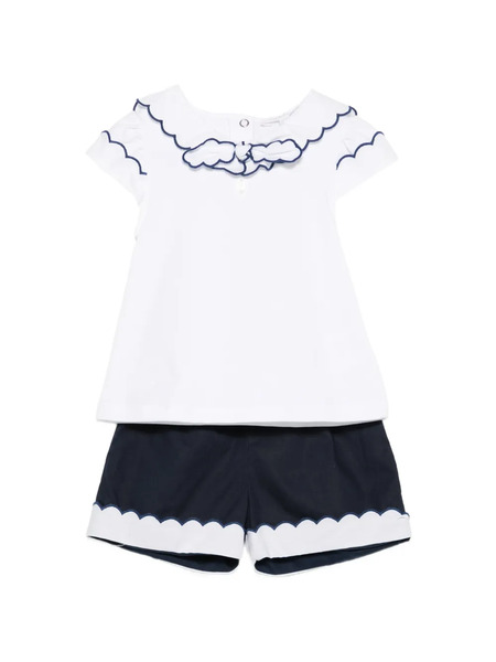  Patachou Bow-scalloped Shorts Set (set Of Two) - White 