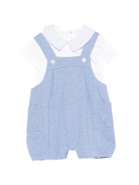  Patachou Check-collared Dungaree Set (set Of Two) - Blue 