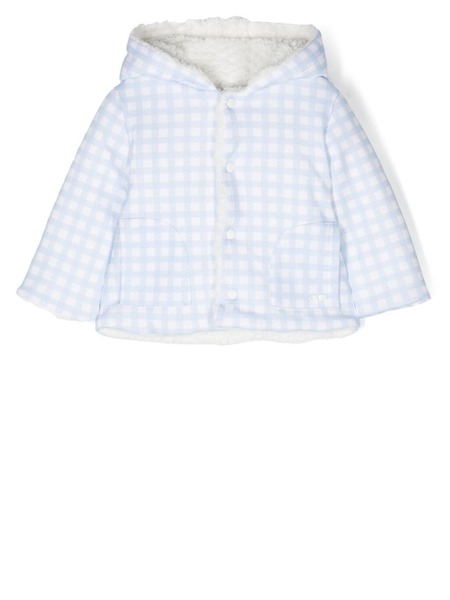  Patachou Check-print Hooded Coat - Blue 