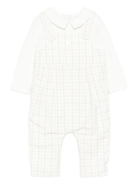  Patachou Checked Peter Pan-collar Romper - White 