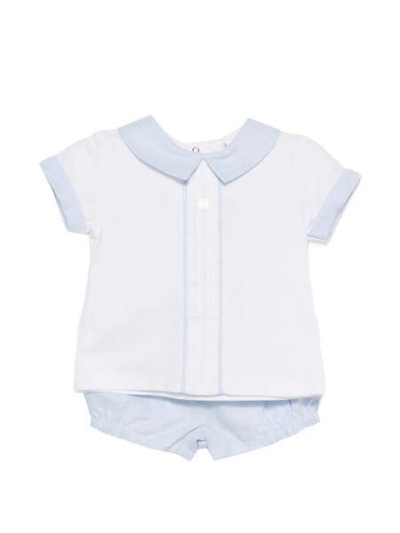  Patachou Contrast-collar Shorts Set - White 