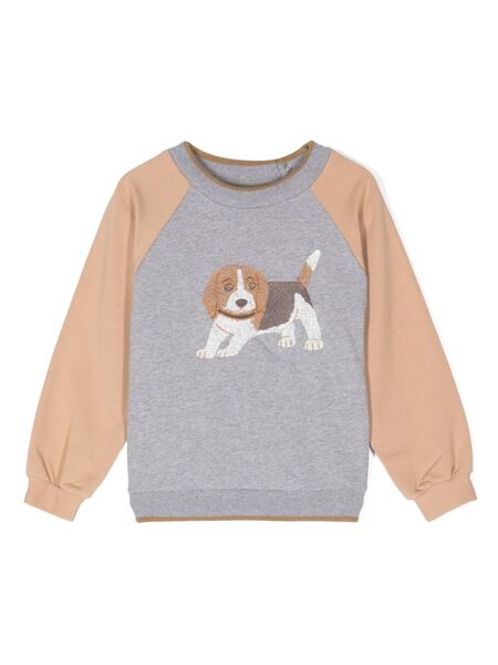  Patachou Dog-embroidered Sweatshirt - Grey 